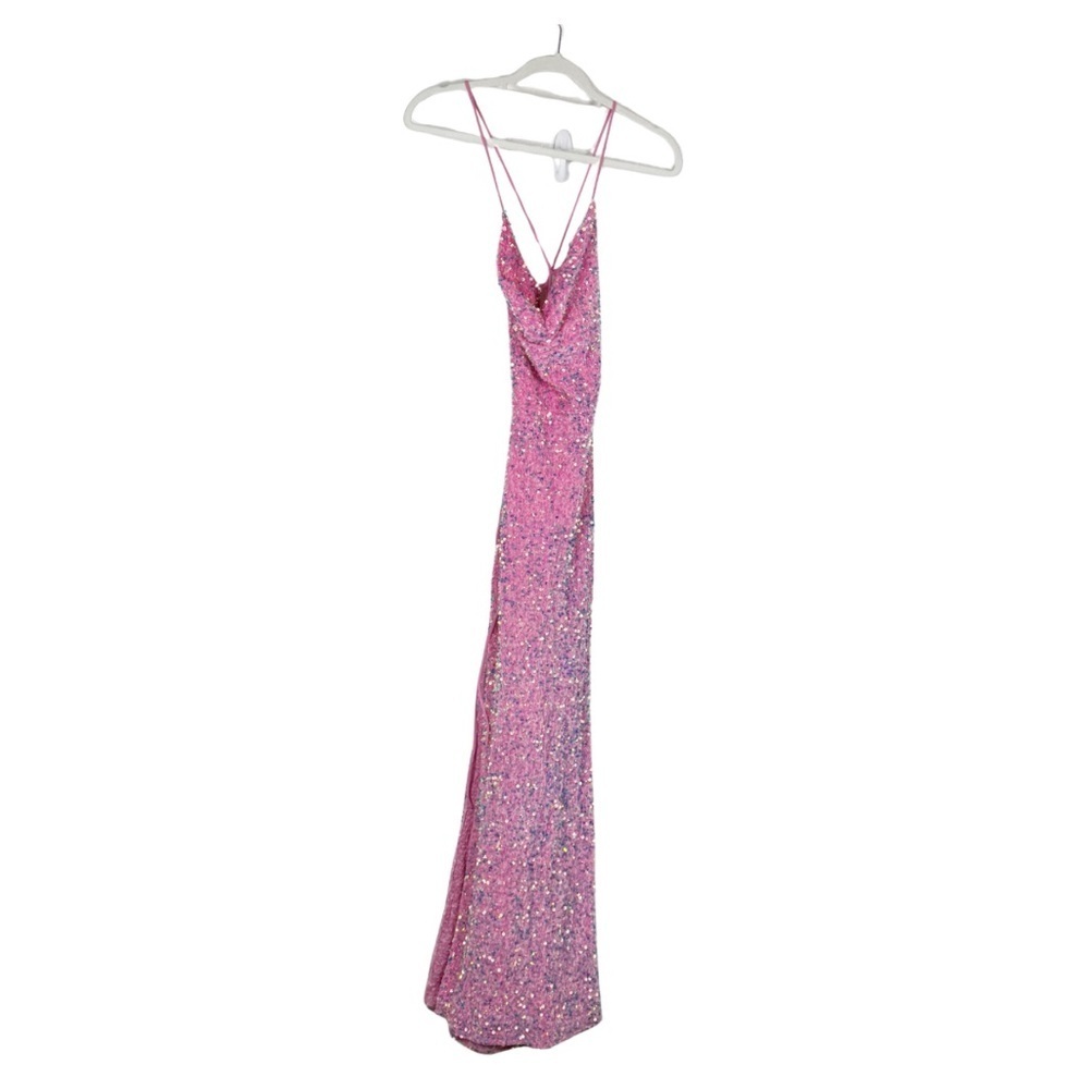 Lucy in the Sky Lissy Velvet Sequin Maxi Dress in Pink Size Small - Picture 2 of 5